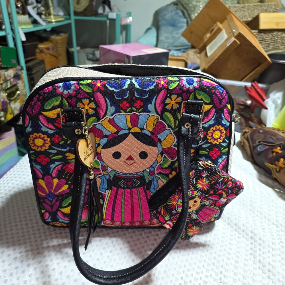 VIBRANT MEXICAN ARTISAN TOTE BAG WITH COIN PURSE